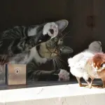 Gatti e uccelli giocano insieme! [VIDEO]